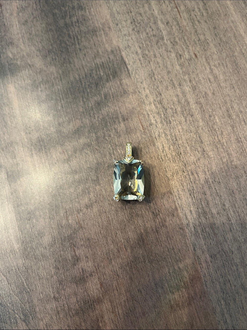 JUDITH RIPKA 18k Emerald-Cut Yellow-Green topaz Pendant with diamonds